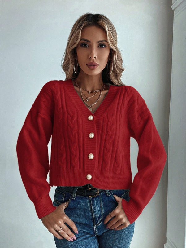 Prive cardigan informal de mujer de ajuste holgado, con hombros caidos, manga larga y de una sola hilera de botones, para otono/invierno
