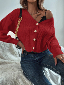 Prive cardigan informal de mujer de ajuste holgado, con hombros caidos, manga larga y de una sola hilera de botones, para otono/invierno