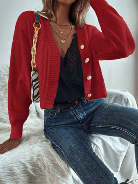 Prive cardigan informal de mujer de ajuste holgado, con hombros caidos, manga larga y de una sola hilera de botones, para otono/invierno