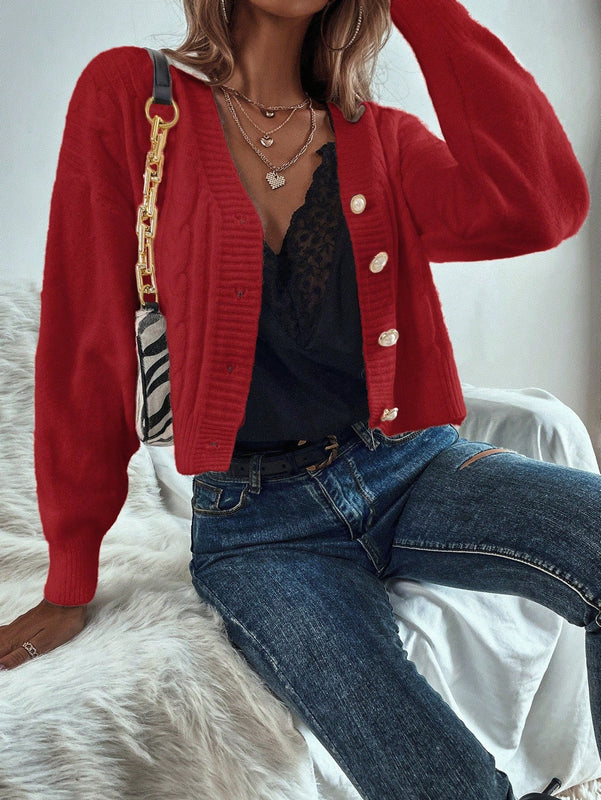 Prive cardigan informal de mujer de ajuste holgado, con hombros caidos, manga larga y de una sola hilera de botones, para otono/invierno