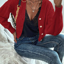 Prive cardigan informal de mujer de ajuste holgado, con hombros caidos, manga larga y de una sola hilera de botones, para otono/invierno