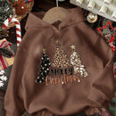 Ezwear sudadera holgada informal con capucha y estampado de arbol de navidad simple, adecuada para otono/invierno para mujeres