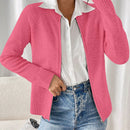 Essnce cardigan casual de mangas raglan con cierre delantero de cremallera, de unicolor, para otono/invierno