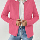 Essnce cardigan casual de mangas raglan con cierre delantero de cremallera, de unicolor, para otono/invierno