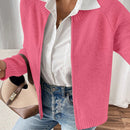 Essnce cardigan casual de mangas raglan con cierre delantero de cremallera, de unicolor, para otono/invierno
