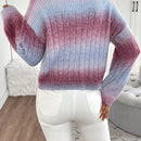 Relaxiva cardigan de punto con botones delanteros, manga larga, de color ombre, hecho de un hilado jaspeado y tejido de nervio