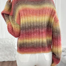 Relaxiva cardigan de punto con botones delanteros, manga larga, de color ombre, hecho de un hilado jaspeado y tejido de nervio