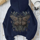 Lune sudadera casual holgada con capucha, de manga larga, con estampado de mariposas, y cordon de ajuste para mujer, apta para otono/invierno