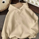 Ezwear sudadera holgada de manga larga con capucha, estampado minimalista casual, para mujer, gruesa, otono/invierno