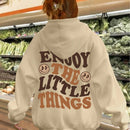 Ezwear sudadera holgada con capucha y estampado "enjoy" de estilo minimalista casual para mujer, apta para primavera, otono e invierno