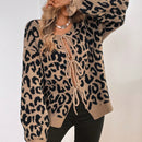 Frenchy cardigan con estampado de leopardo y nudo delantero para mujer, de estilo minimalista y uso casual para el dia a dia