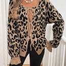 Frenchy cardigan con estampado de leopardo y nudo delantero para mujer, de estilo minimalista y uso casual para el dia a dia