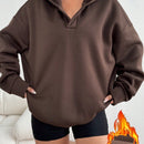 Moosta sudadera con capucha de forro polar de diseno sencillo y suelto