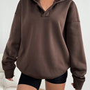Moosta sudadera con capucha de forro polar de diseno sencillo y suelto