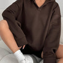Moosta sudadera con capucha de forro polar de diseno sencillo y suelto