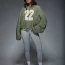 Missguided sudadera con capucha oversize de forro polar con bloque de color "22" para clima frio de otono/invierno