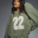 Missguided sudadera con capucha oversize de forro polar con bloque de color "22" para clima frio de otono/invierno