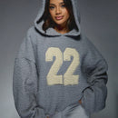 Missguided sudadera con capucha oversize de forro polar con bloque de color "22" para clima frio de otono/invierno