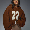 Missguided sudadera con capucha oversize de forro polar con bloque de color "22" para clima frio de otono/invierno