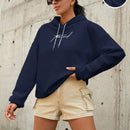 Sudadera con capucha de algodon al 100% con grafico de letras, hombros caidos y cordon