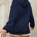 Sudadera con capucha de algodon al 100% con grafico de letras, hombros caidos y cordon
