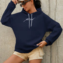 Sudadera con capucha de algodon al 100% con grafico de letras, hombros caidos y cordon