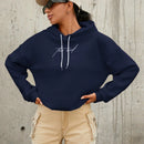 Sudadera con capucha de algodon al 100% con grafico de letras, hombros caidos y cordon