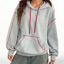 Coolane sudadera casual con capucha negra minimalista con estampado de letras para mujer