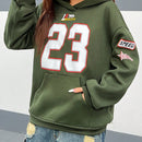 Coolane sudadera casual con capucha negra minimalista con estampado de letras para mujer