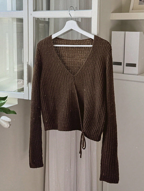 Dazy cardigan de mujer con nudo delantero de unicolor para otono