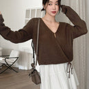 Dazy cardigan de mujer con nudo delantero de unicolor para otono