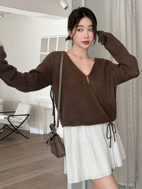 Dazy cardigan de mujer con nudo delantero de unicolor para otono