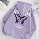 Ezwear sudadera con capucha casual de mujer con estampado de lema de mariposa, otono/invierno