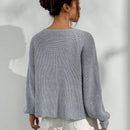 Moosta cardigan casual de cuello redondo y manga raglan de unicolor para mujer, versatil para otono/invierno