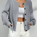Moosta cardigan casual de cuello redondo y manga raglan de unicolor para mujer, versatil para otono/invierno
