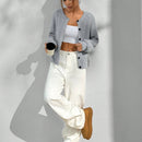 Moosta cardigan casual de cuello redondo y manga raglan de unicolor para mujer, versatil para otono/invierno