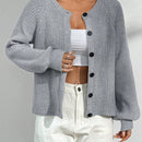 Moosta cardigan casual de cuello redondo y manga raglan de unicolor para mujer, versatil para otono/invierno