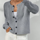 Moosta cardigan casual de cuello redondo y manga raglan de unicolor para mujer, versatil para otono/invierno