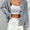 Moosta cardigan casual de cuello redondo y manga raglan de unicolor para mujer, versatil para otono/invierno