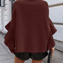 Clasi 1 pieza abrigo elegante de lana con un solo abotonadura, bajo con volantes y unicolor para mujer, otono/invierno