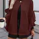 Clasi abrigo de lana elegante con cuello vuelto y abotonadura sencilla, en unicolor, para mujer, para otono/invierno