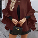 Clasi abrigo de lana elegante con cuello vuelto y abotonadura sencilla, en unicolor, para mujer, para otono/invierno