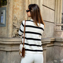 Pariaura cardigan de manga larga elegante con botones delanteros y estampado de rayas para mujer