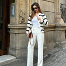 Pariaura cardigan de manga larga elegante con botones delanteros y estampado de rayas para mujer