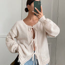 Frenchy cardigan informal de estilo bohemio de unicolor y manga larga para mujer