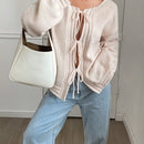 Frenchy cardigan informal de estilo bohemio de unicolor y manga larga para mujer