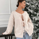 Frenchy cardigan informal de estilo bohemio de unicolor y manga larga para mujer