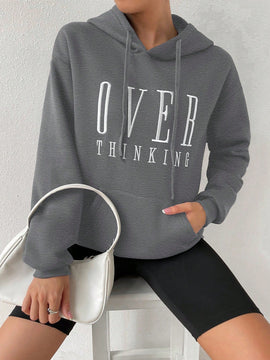 Moosta sudadera con capucha y cordon mujer, estampado "overrensando", otono
