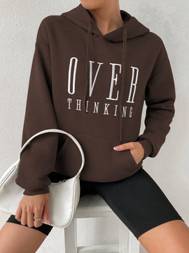 Moosta sudadera con capucha y cordon mujer, estampado "overrensando", otono