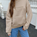 Ezwear sudadera con capucha casual para mujer, impresion de eslogan, otono/invierno
